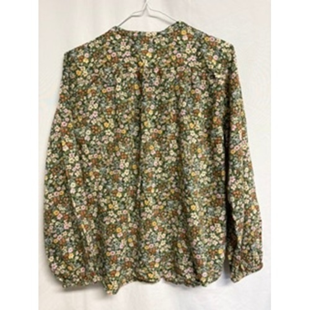 Old Navy Womens Olive Green Ditsy Floral Long Sleeve Blouse Size M Romantic - Picture 5 of 9